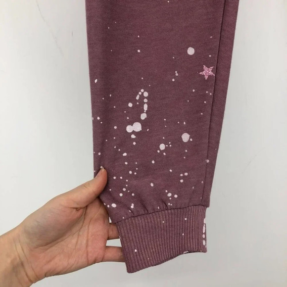 CHASER Women's Star & Paint Splatter Joggers In Glam Mauve pink - Picture 11 of 16